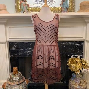 Free People Sheer Beaded Mesh Dress sz L